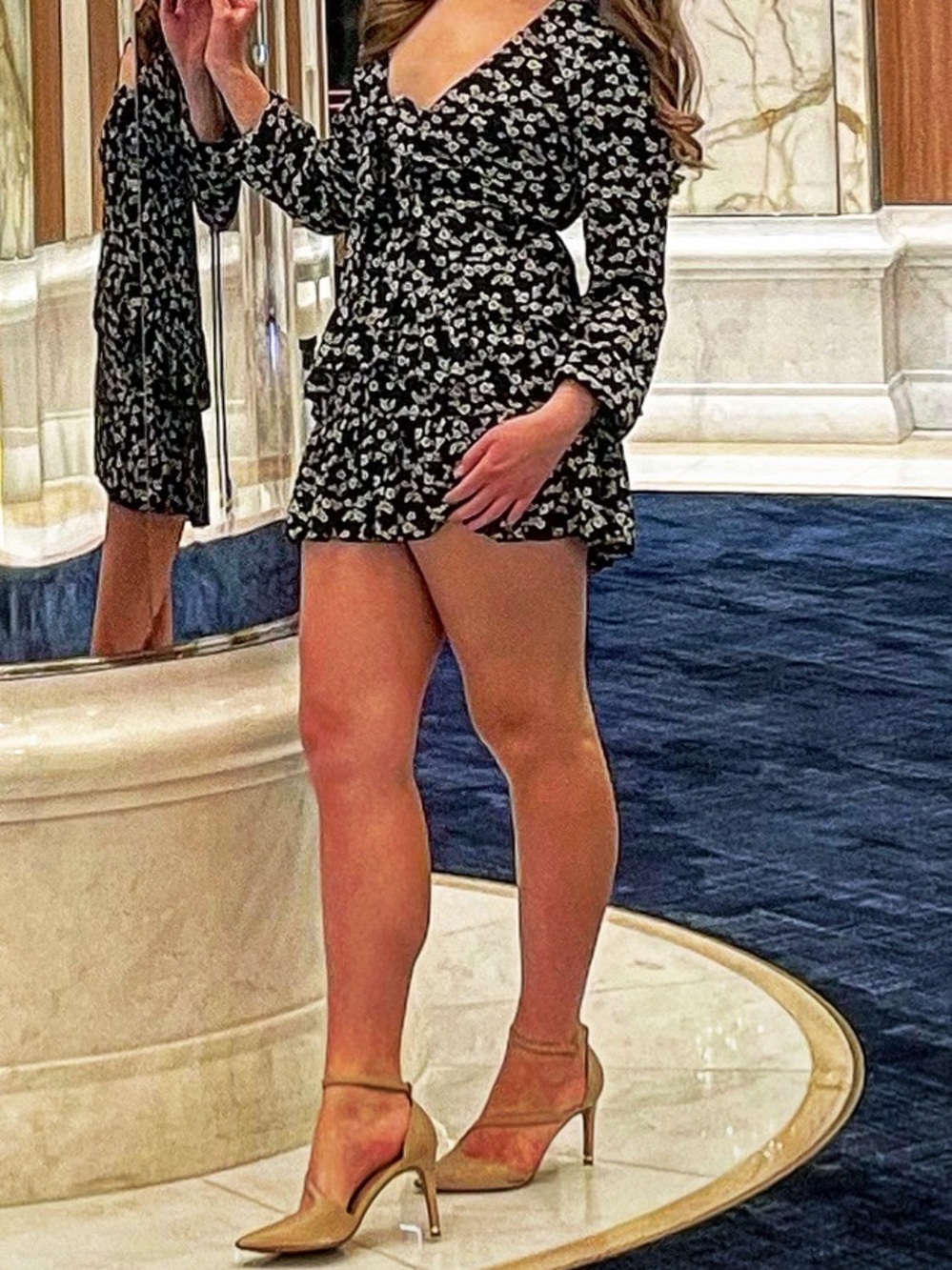 Forever 21 Black Mini Dress with White Floral Print